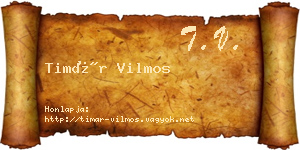 Timár Vilmos névjegykártya